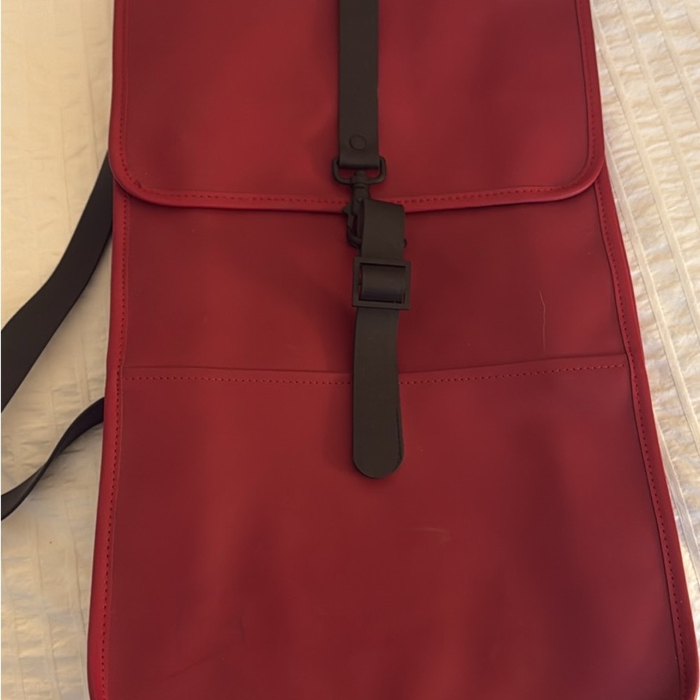 Rains Red Backpack with Black Accents